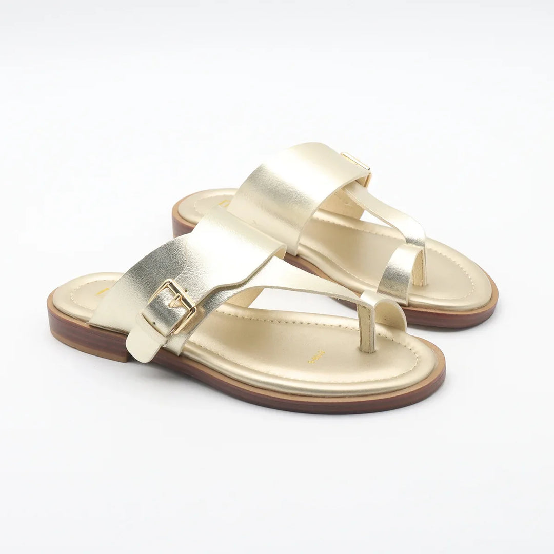 Olivia Bennet | Leather Buckle Sandal for Women in Natural Color