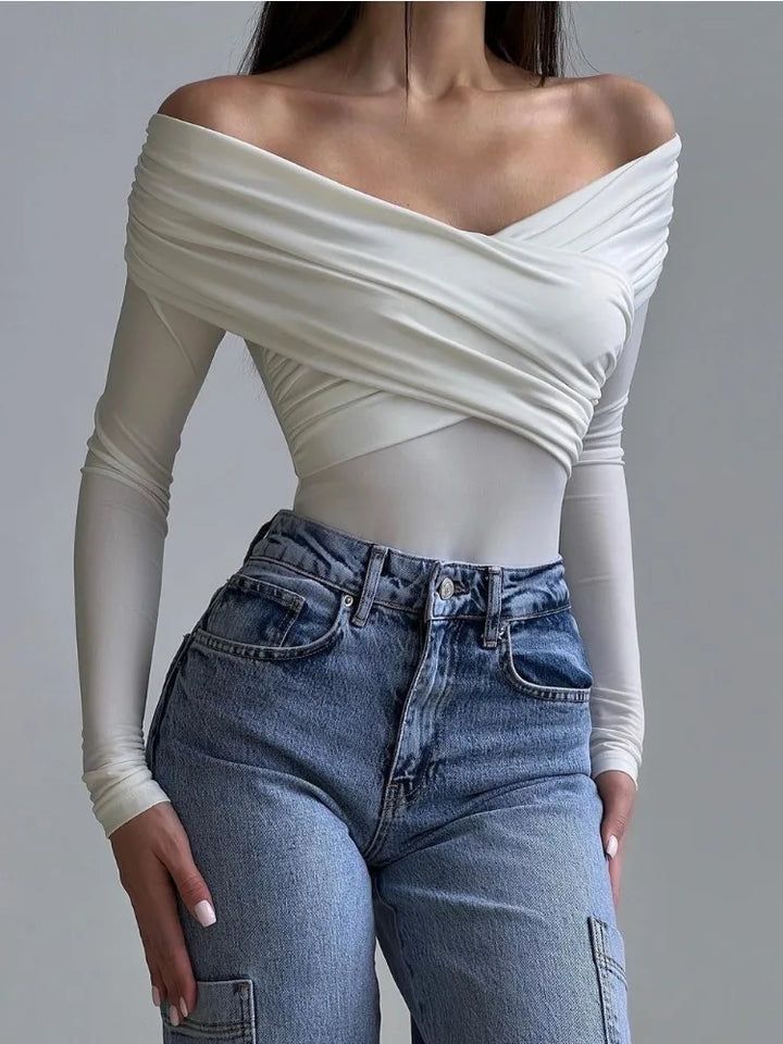 Olivia Bennet | Women's Cotton Casual Top in White