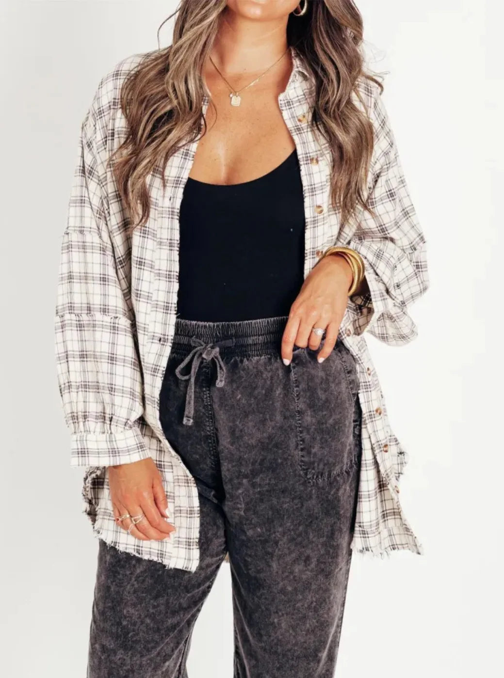 Olivia Bennet | Plaid Flannel Shirt for Women in Green