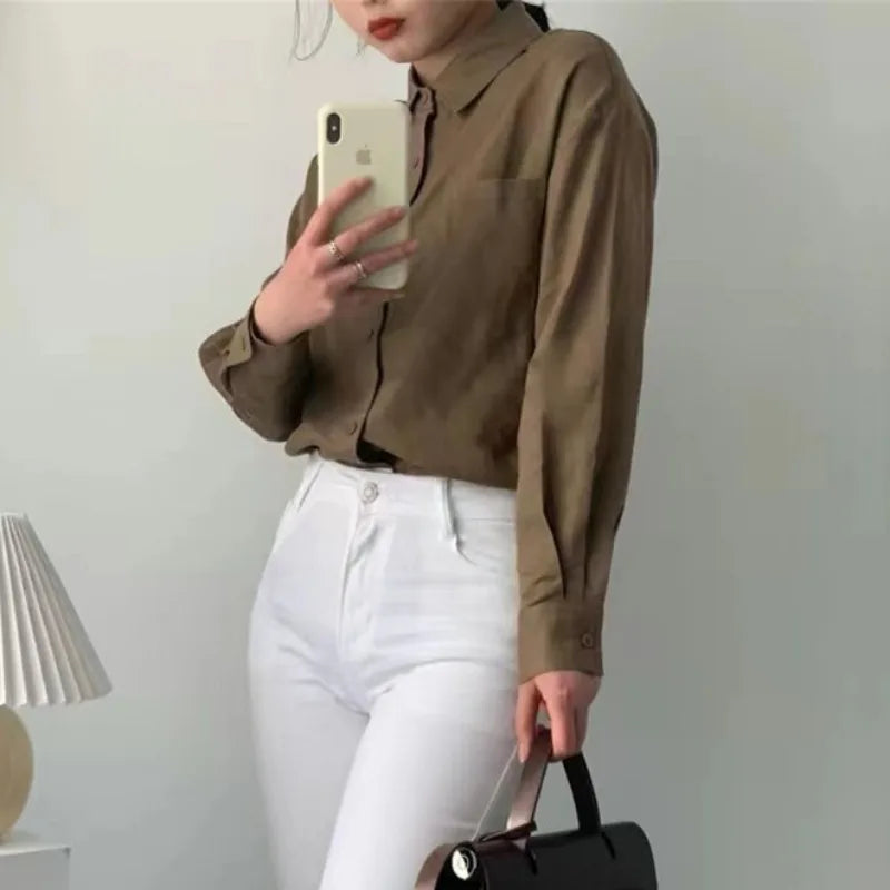 Olivia Bennet | Soft Linen Open Collar Shirt