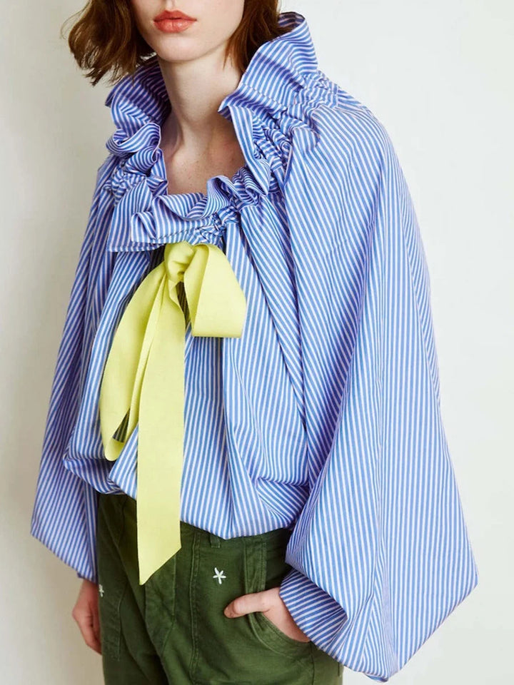 Olivia Bennet | Puffed Cotton Blouse for Women in White