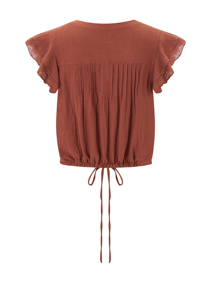 Olivia Bennet | Ruffle Front Gauze Crop Top