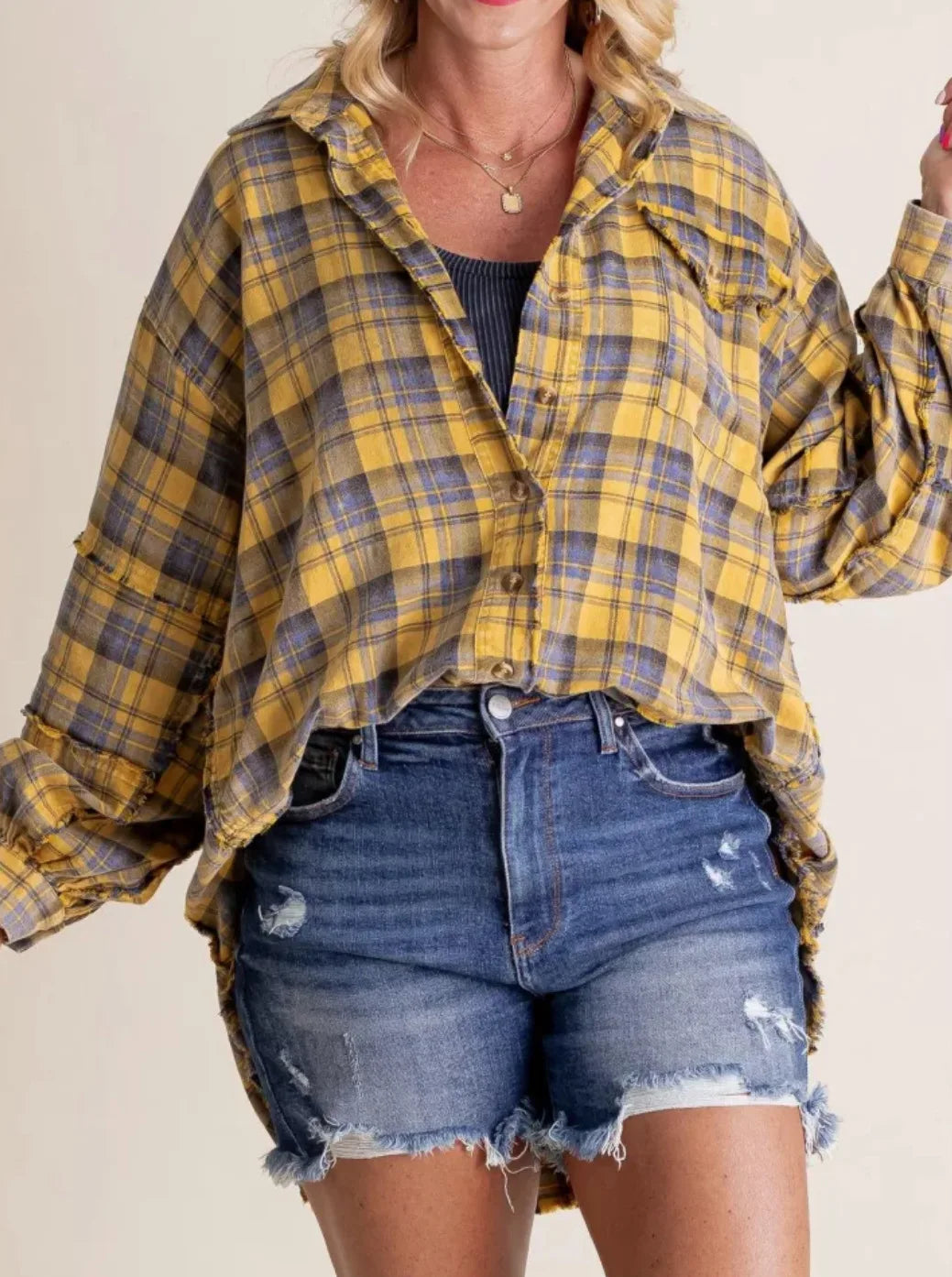 Olivia Bennet | Plaid Flannel Shirt for Women in Green
