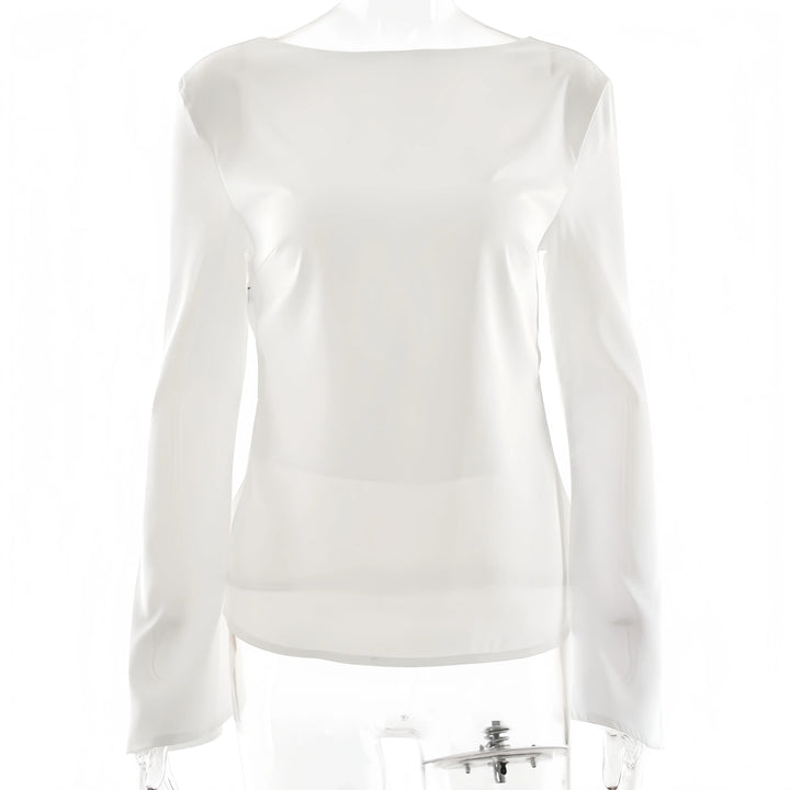 Olivia Bennet | Satin Long Sleeve Bell Cuff Top for Women