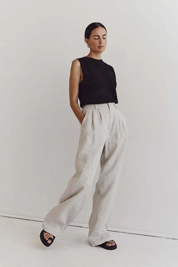 Olivia Bennet | Hollow Knit Tank for Women in Natural Color