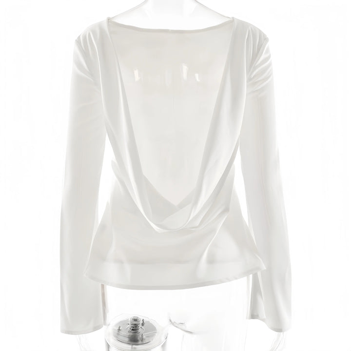Olivia Bennet | Satin Long Sleeve Bell Cuff Top for Women
