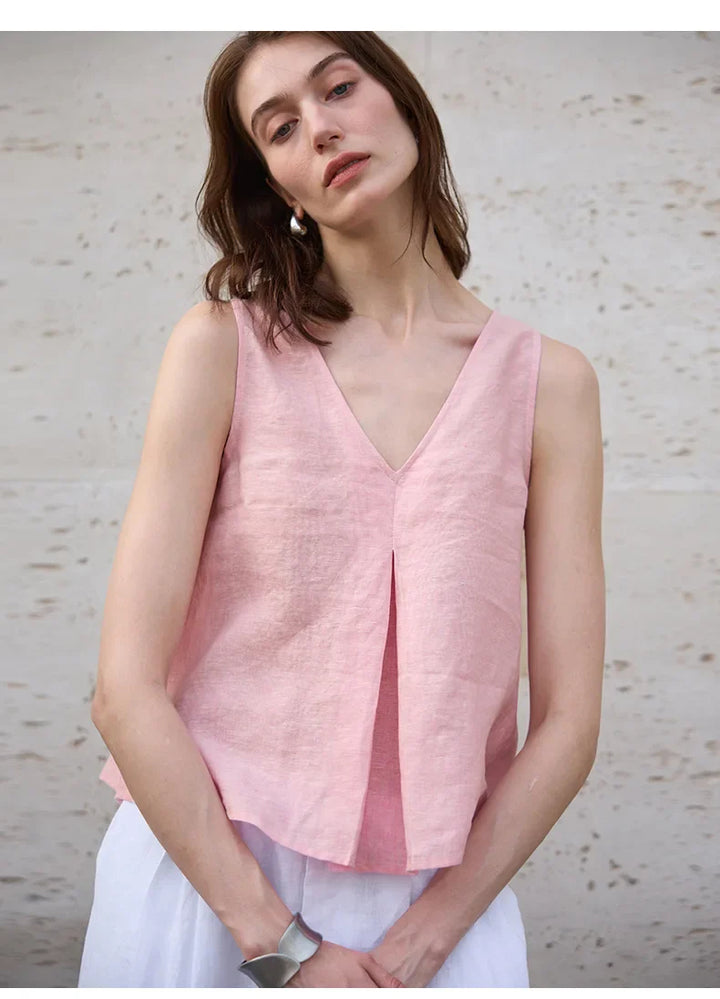 Olivia Bennet | Chambray Linen Reversible Vest
