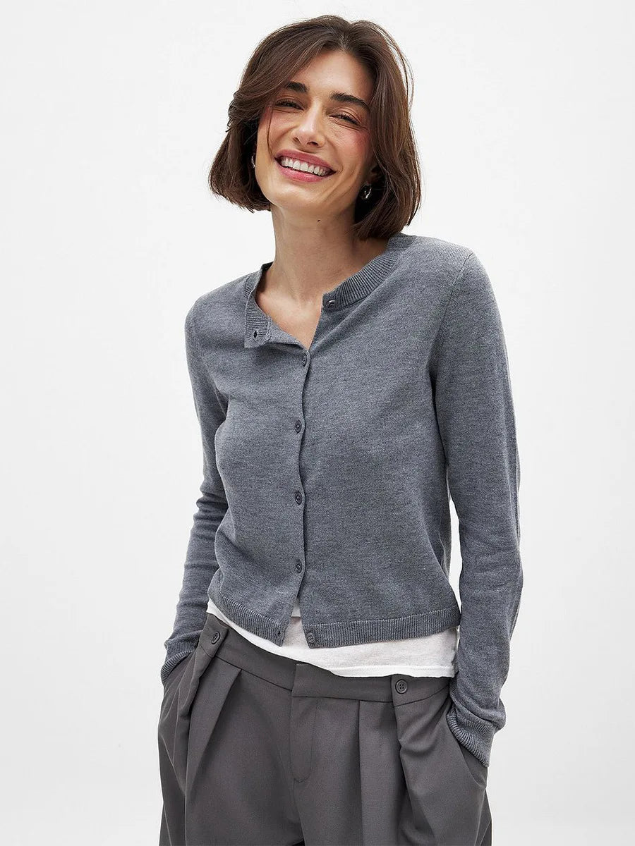 Olivia Bennet | Knit Button Cardigan for Women in Natural Color
