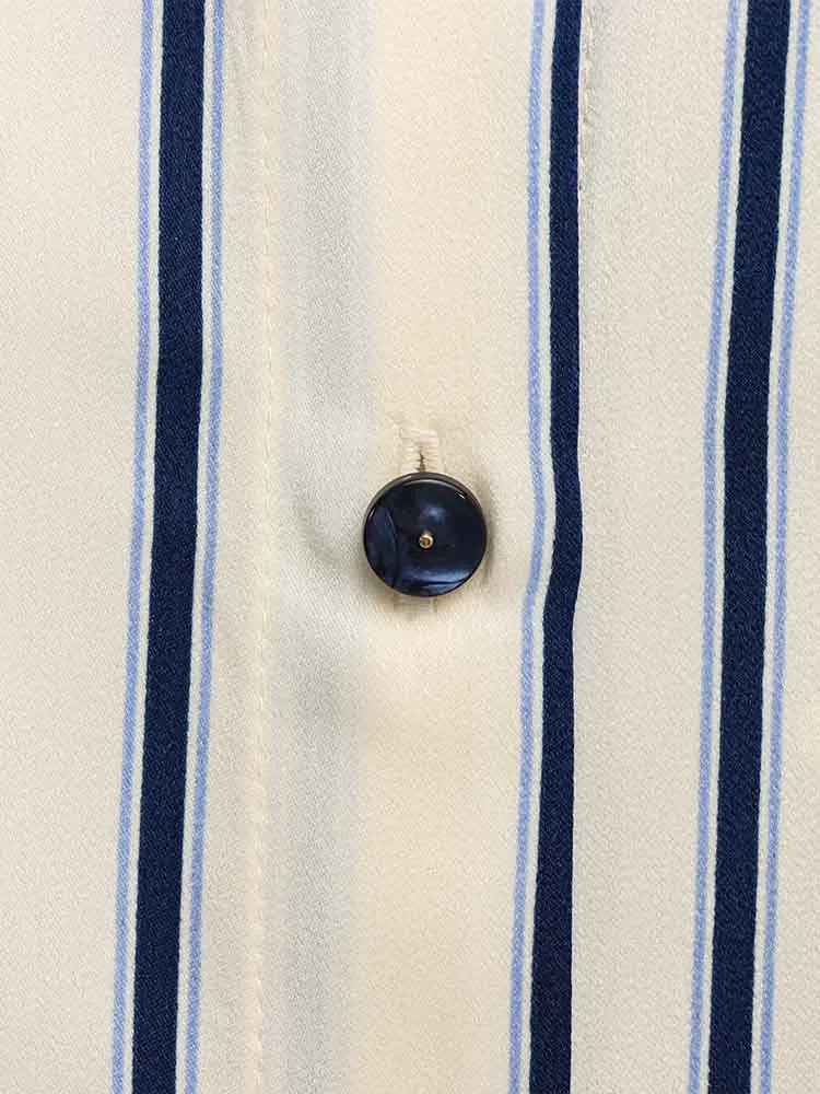 Olivia Bennet | Striped Button-Up Blouse for Women in Cotton Fit