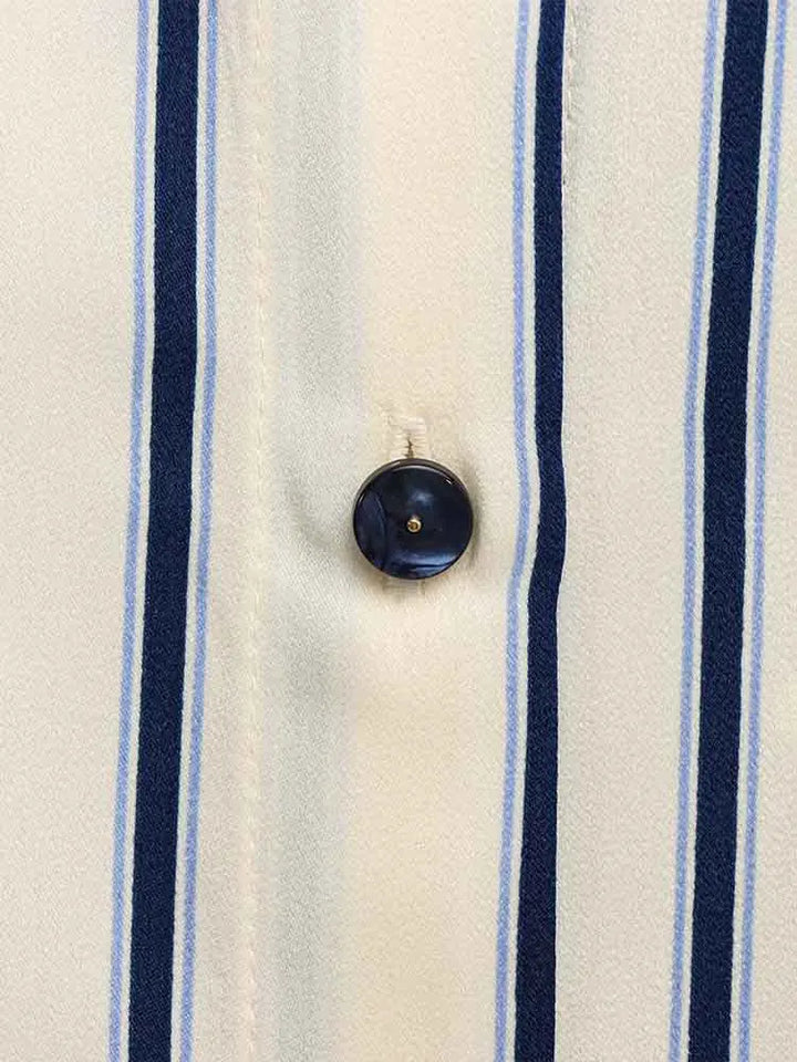 Olivia Bennet | Striped Button-Up Blouse for Women in Cotton Fit