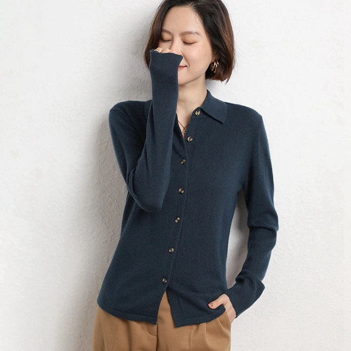 Olivia Bennet | Wool Polo for Women in Classic Fit, Navy