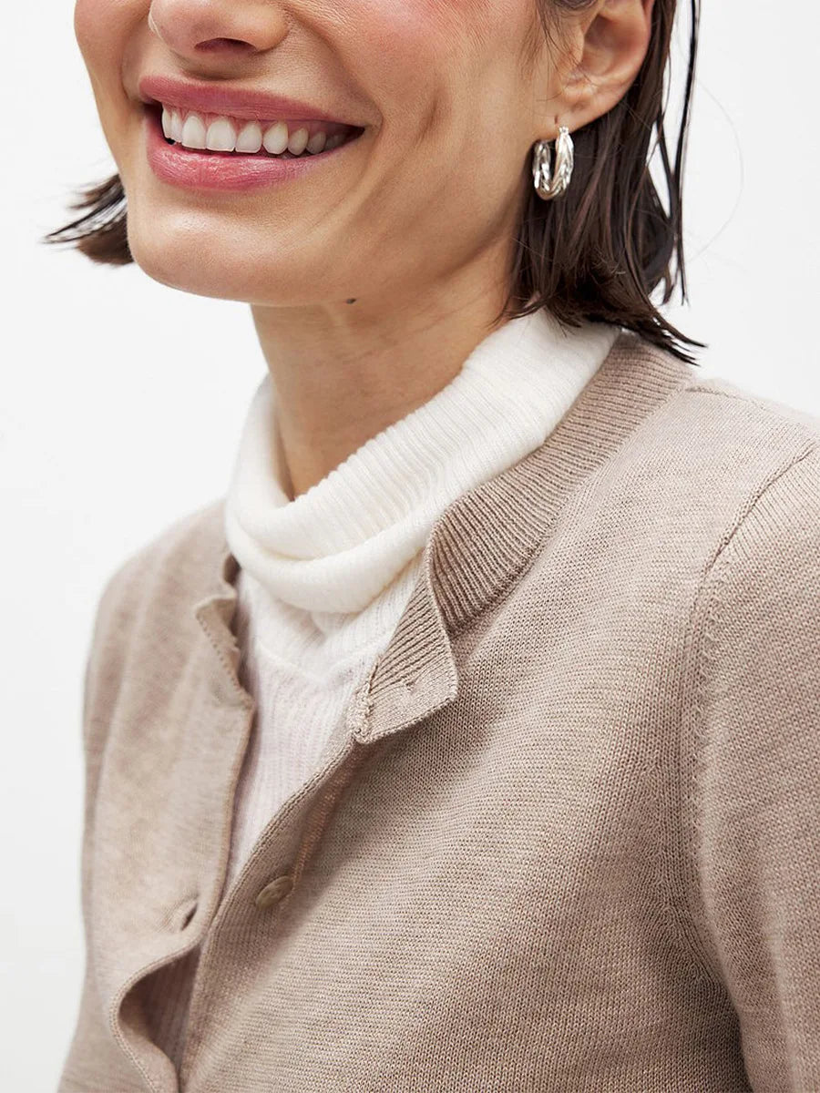 Olivia Bennet | Knit Button Cardigan for Women in Natural Color