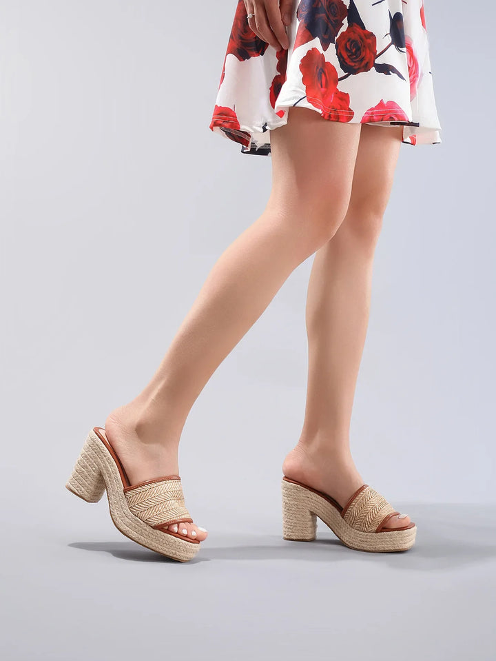 Olivia Bennet | Natural Woven Heels for Women
