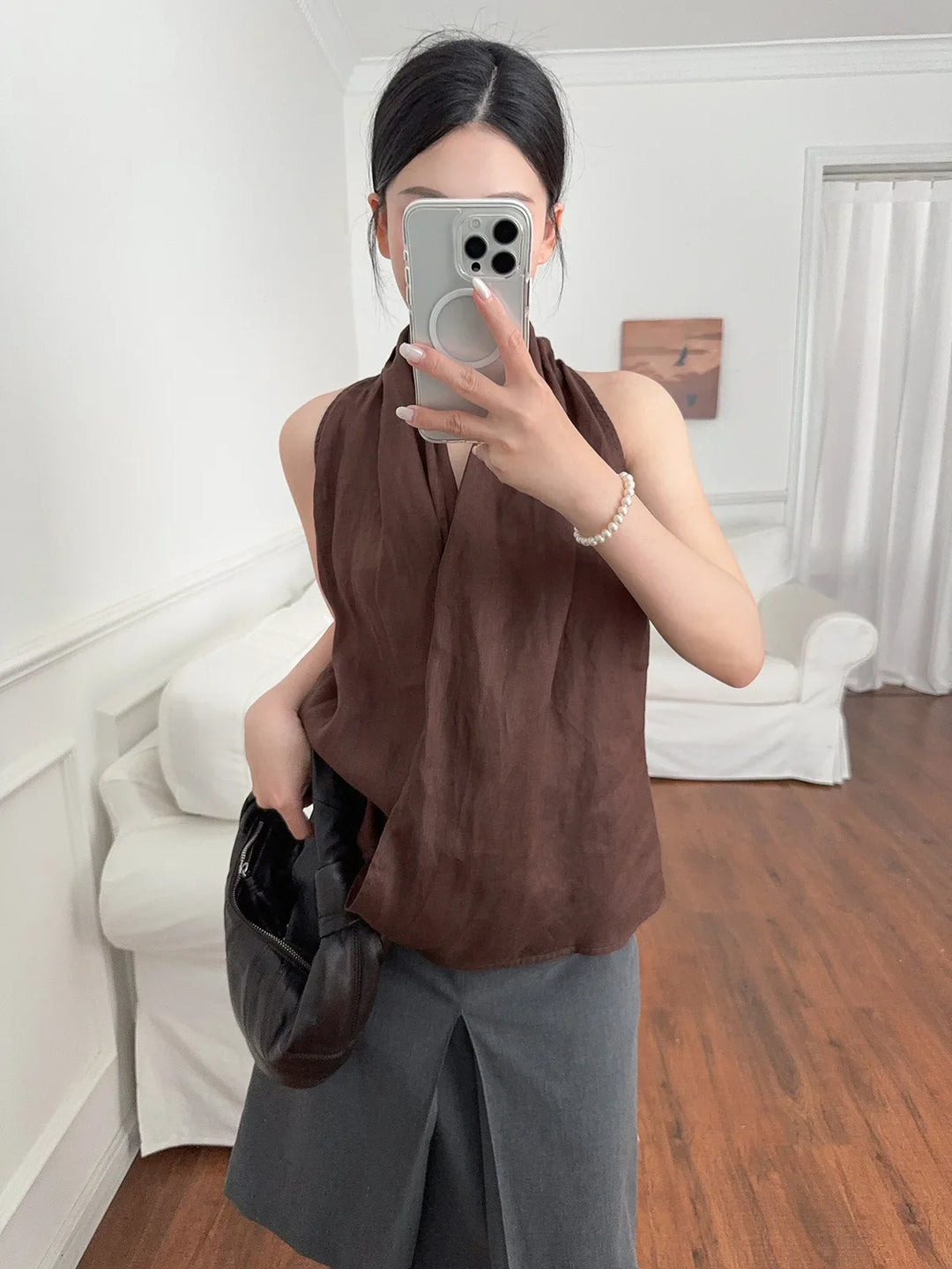 Olivia Bennet | Drape Linen Vest for Women