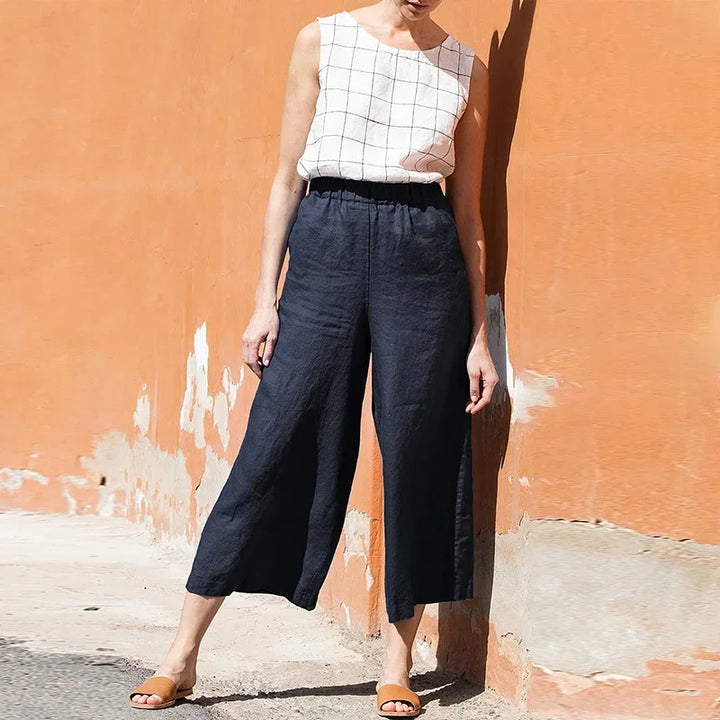 Olivia Bennet | Wide Leg Linen Pant for Women in Natural