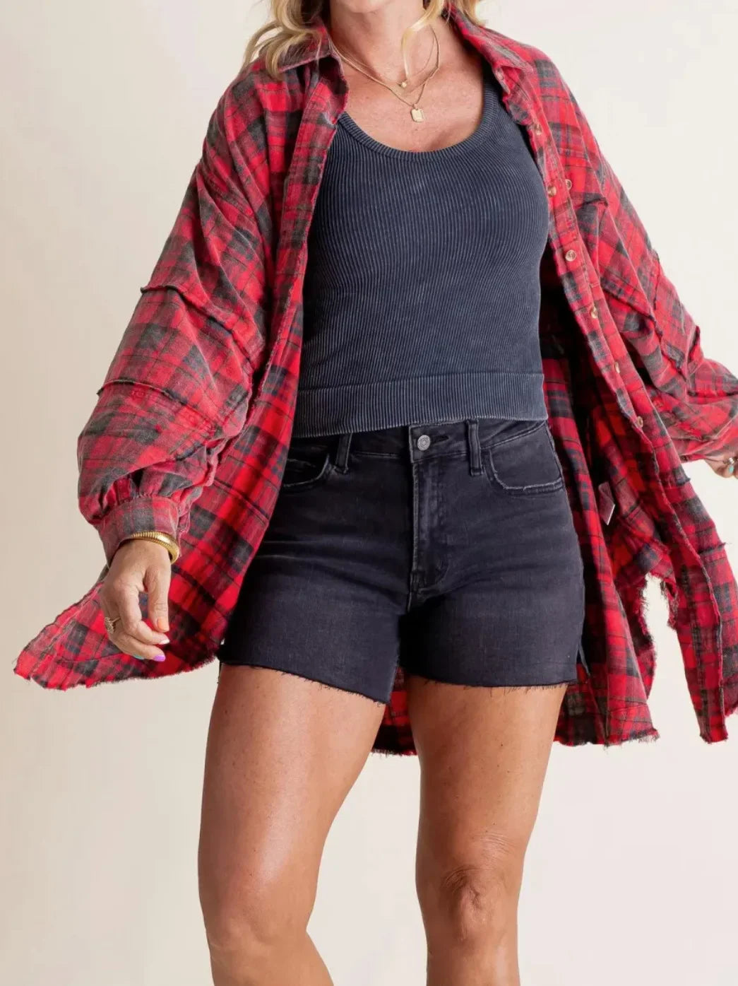 Olivia Bennet | Plaid Flannel Shirt for Women in Green