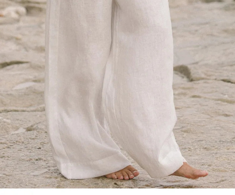 Olivia Bennet | Linen Wide Leg Pant for Women in Ruffle Style