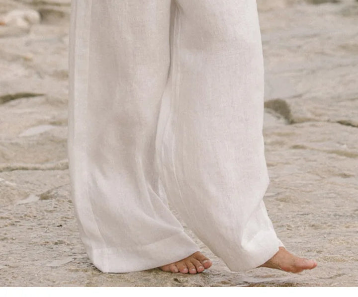 Olivia Bennet | Linen Wide Leg Pant for Women in Ruffle Style