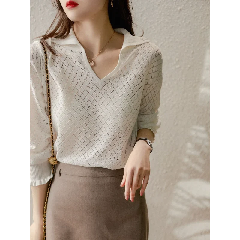 Olivia Bennet | Diamond Knit Top for Women in Natural Color