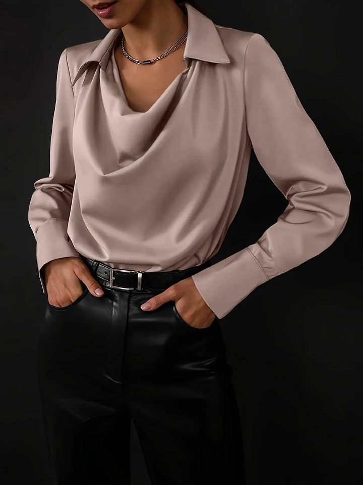 Olivia Bennet | Silk Full Sleeve Shirt for Women in Classic White
