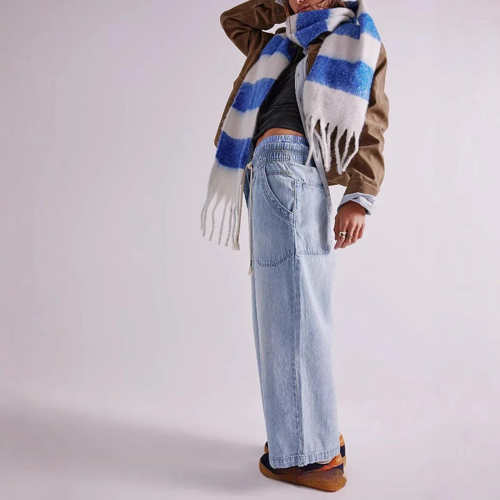 Olivia Bennet | Weekender Drawstring Jeans for Women in Denim Blue