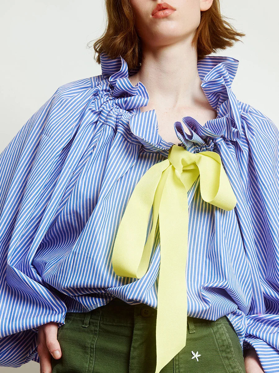 Olivia Bennet | Puffed Cotton Blouse for Women in White