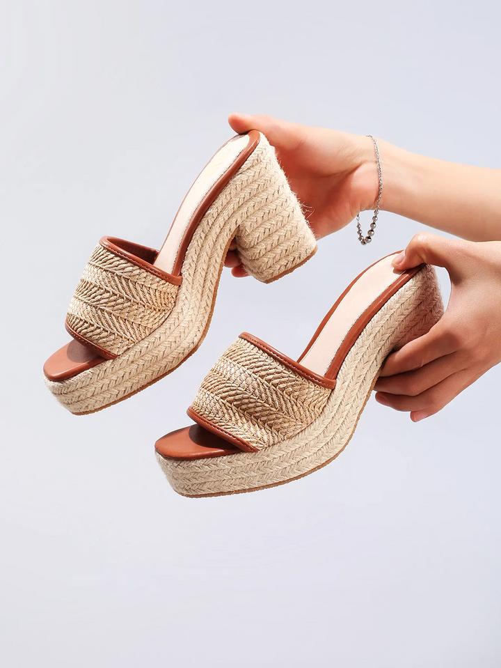 Olivia Bennet | Natural Woven Heels for Women