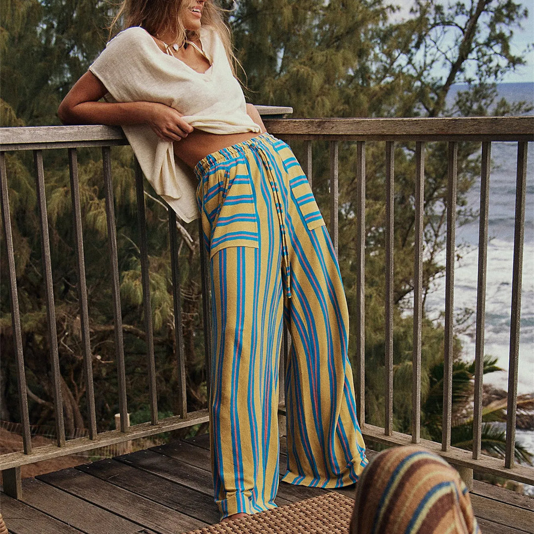 Olivia Bennet | Striped Lounge Pants for Women in Soft Fabric