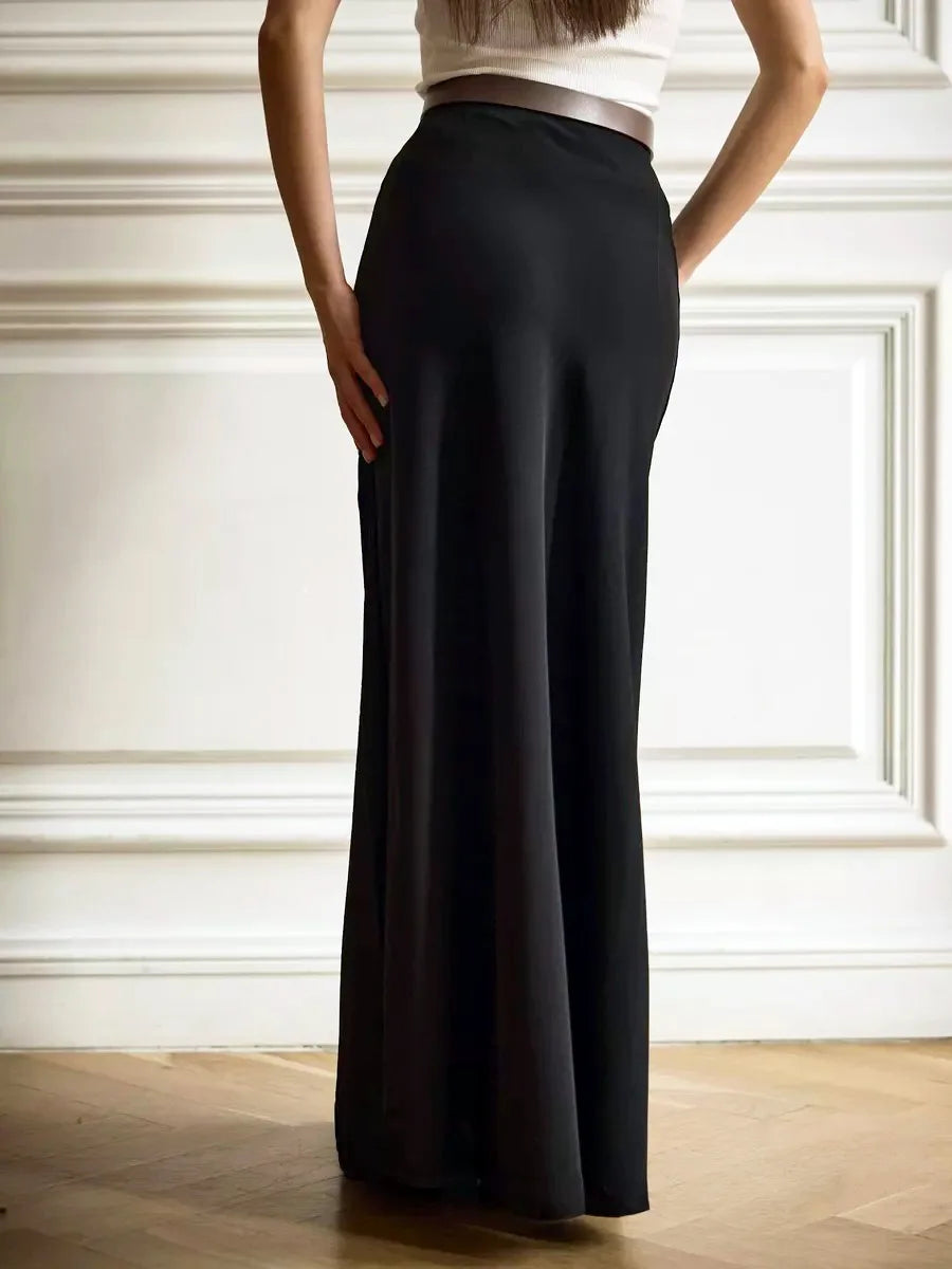 Olivia Bennet | Satin Fishtail Maxi Skirt for Women in Elegant Style