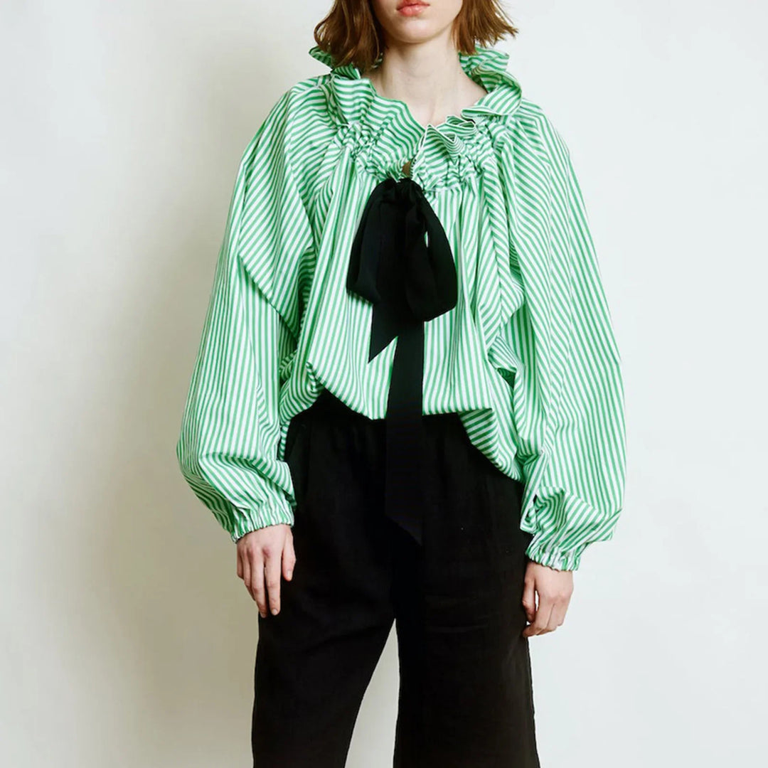 Olivia Bennet | Puffed Cotton Blouse for Women in White