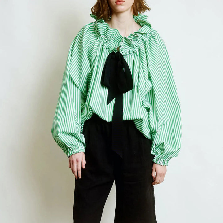 Olivia Bennet | Puffed Cotton Blouse for Women in White