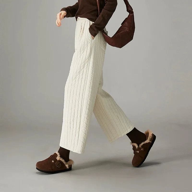 Olivia Bennet | Cotton Wide-Leg Pants for Women in Natural Color