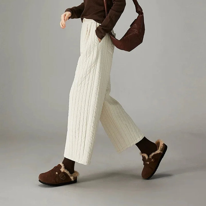 Olivia Bennet | Cotton Wide-Leg Pants for Women in Natural Color