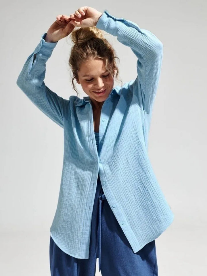 Olivia Bennet | Cotton Summer Shirt for Women in White