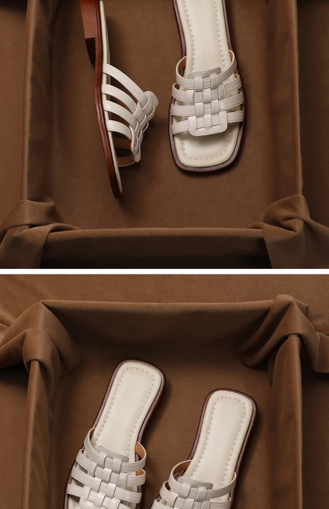 Olivia Bennet | Italian Leather Slides for Women in Natural Color