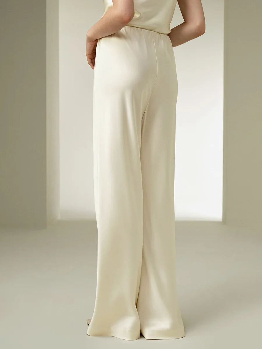Olivia Bennet | Silk Lounge Trousers for Women in Black