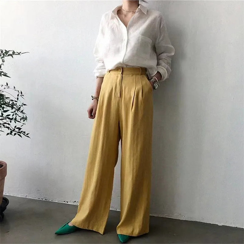 Olivia Bennet | Soft Linen Open Collar Shirt