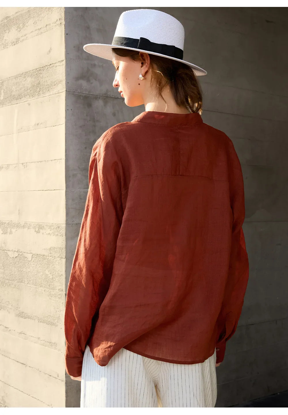 Olivia Bennet | Linen V-Neck Shirt for Women