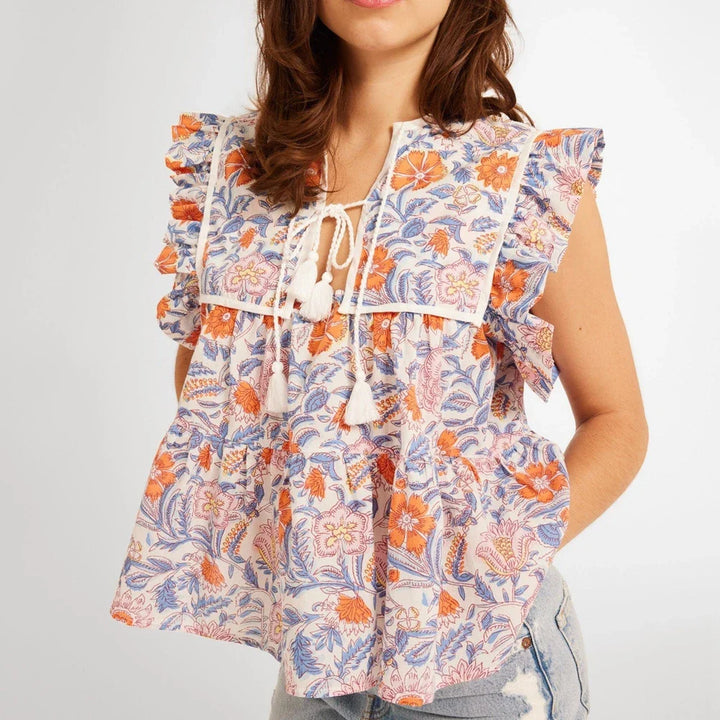 Olivia Bennet | Paisley Tassel Ruffle Top