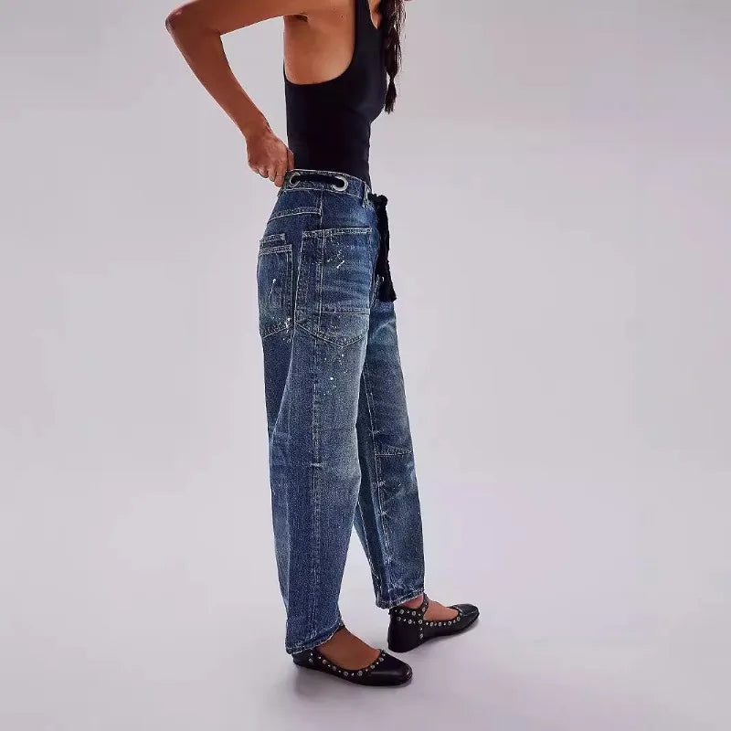 Olivia Bennet | Artisan Pants for Women in Natural Fabric, Relaxed Fit, Beige