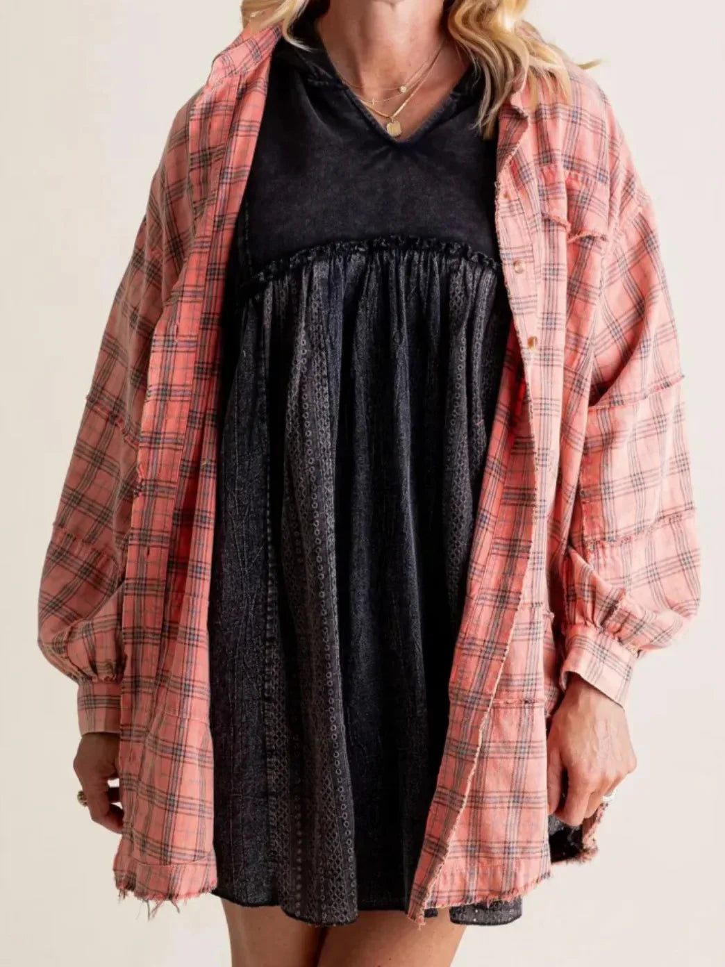 Olivia Bennet | Plaid Flannel Shirt for Women in Green