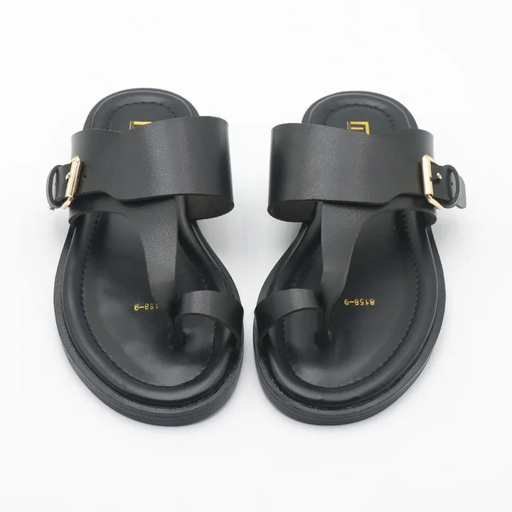 Olivia Bennet | Leather Buckle Sandal for Women in Natural Color