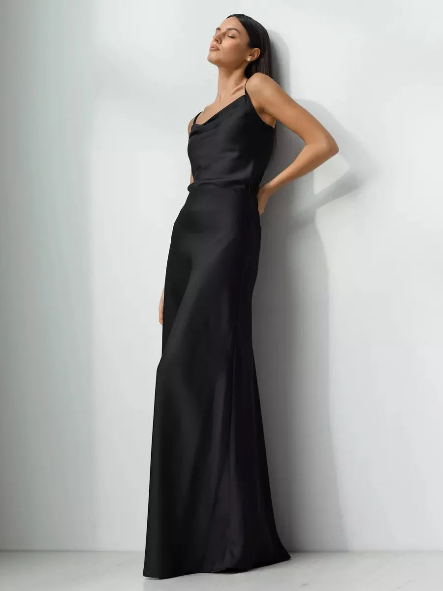 Olivia Bennet | Satin Fishtail Maxi Skirt for Women in Elegant Style