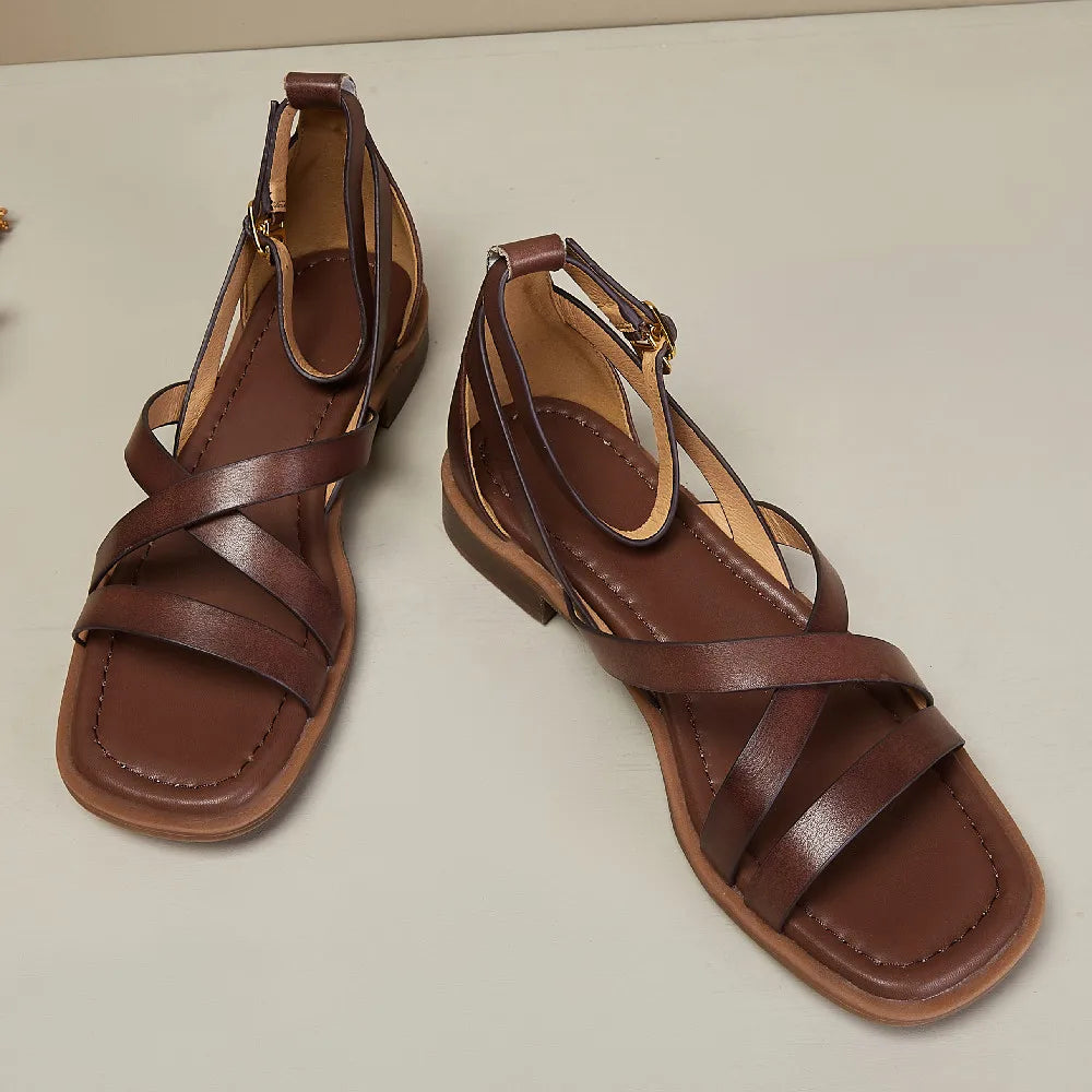 Olivia Bennet | Orthopedic Leather Sandals for Women in Brown