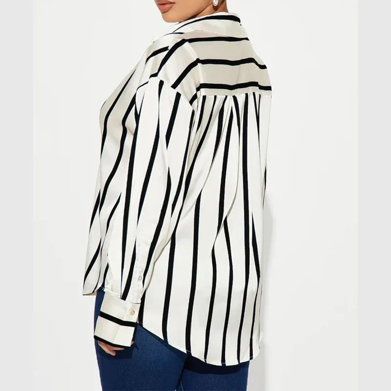 Olivia Bennet | Satin Stripe Shirt for Women