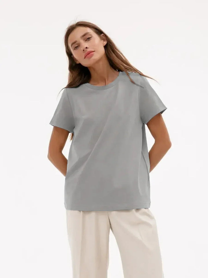 Olivia Bennet | Cotton Tee for Women, Regular Fit, White