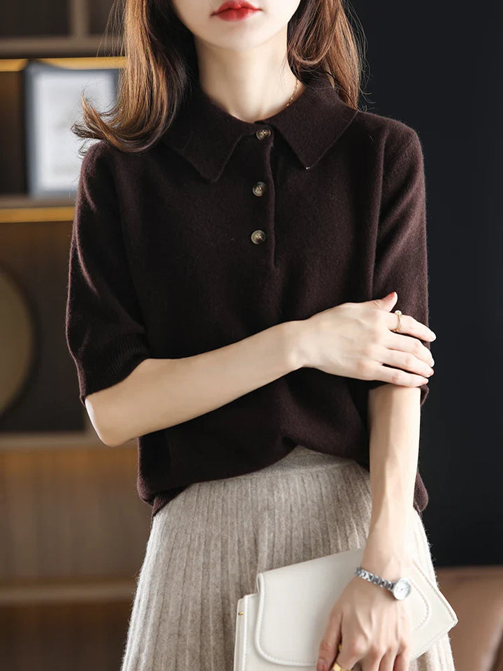 Olivia Bennet | Wool Polo Sweater for Women in Classic Fit, Navy