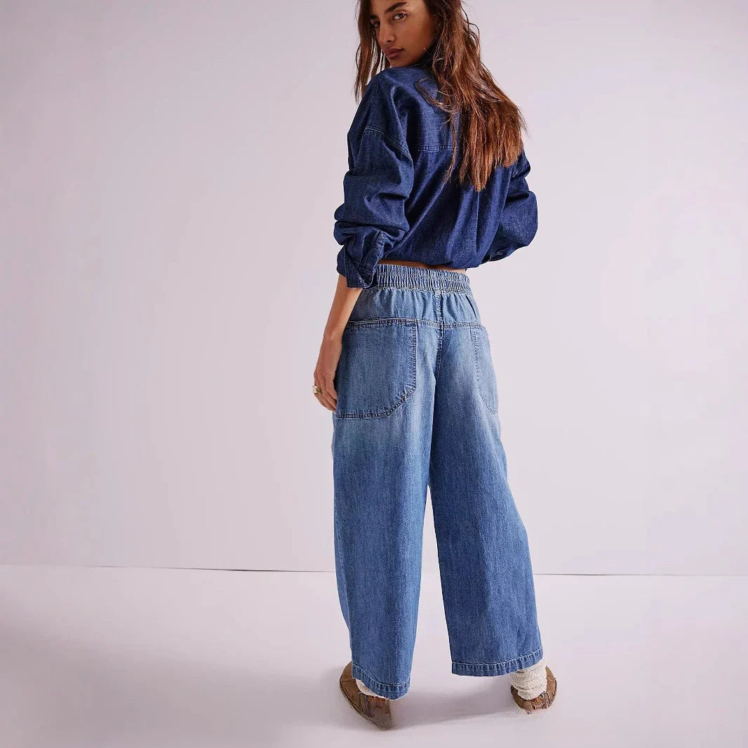 Olivia Bennet | Weekender Drawstring Jeans for Women in Denim Blue