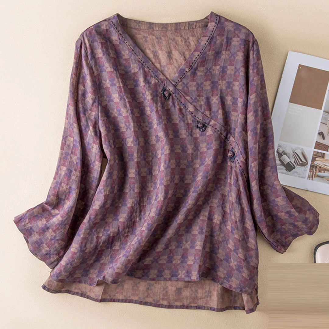 Olivia Bennet | Crosswrap Blouse for Women in Natural Fabric