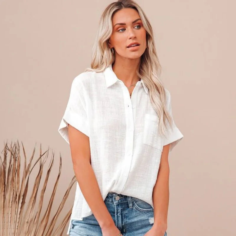 Olivia Bennet | Women's Blouse, Silk, Regular Fit, White, Elegant